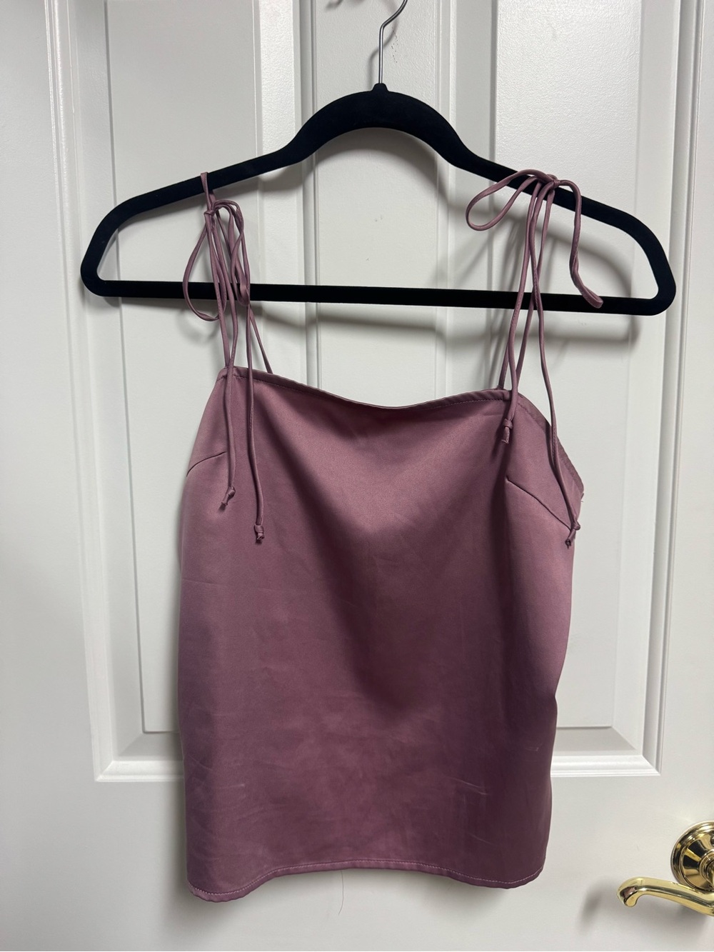 Honey Punch Mauve Tie-Shoulder Satin Tank Top